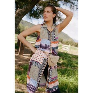 Anthropologie Shirt Dress 0 / XS Everyway Patchwork Boho Button Front Grandma